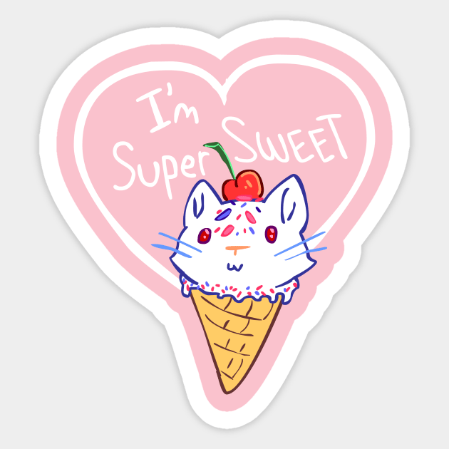 I'm Super Sweet Cute Kitty Cat Ice Cream Sticker by sky665